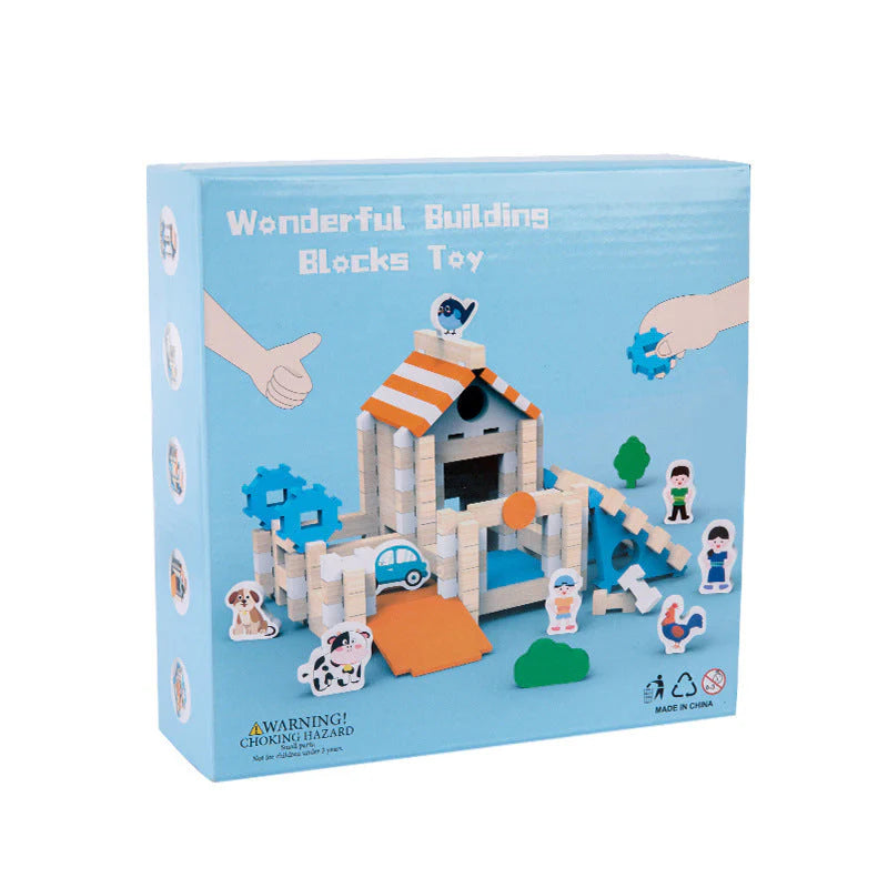 114 pcs DIY Wooden Building Blocks Set
