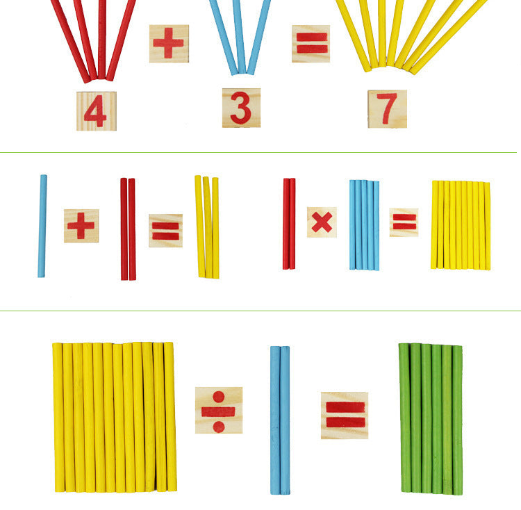 Wooden chopsticks toy for kids to teach arithmetic