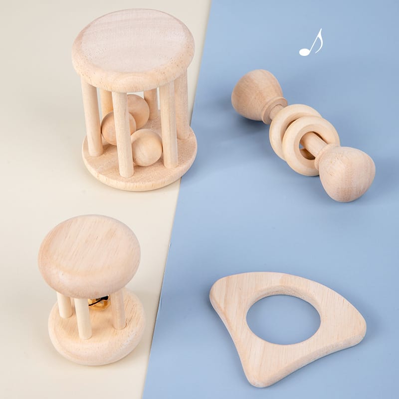 Infant and toddler log rattle set