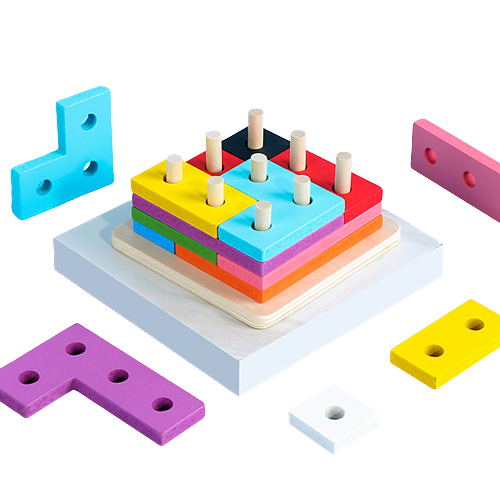Wooden Tetris sets of columns