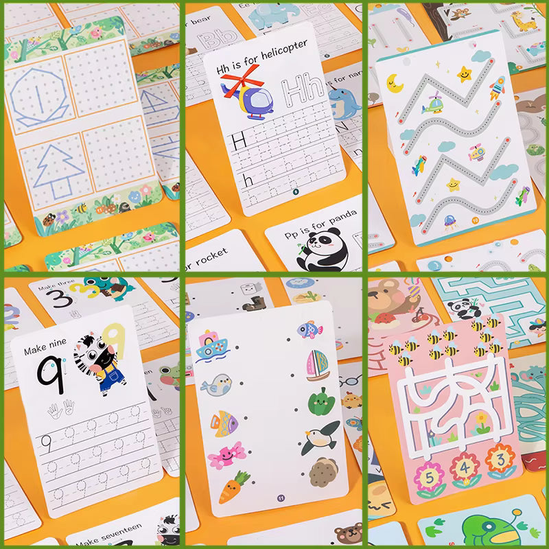 Set of 3 Reusable Tracing Copybook Set – Handwriting Practice Workbook for Kids
