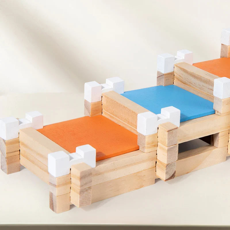 114 pcs DIY Wooden Building Blocks Set