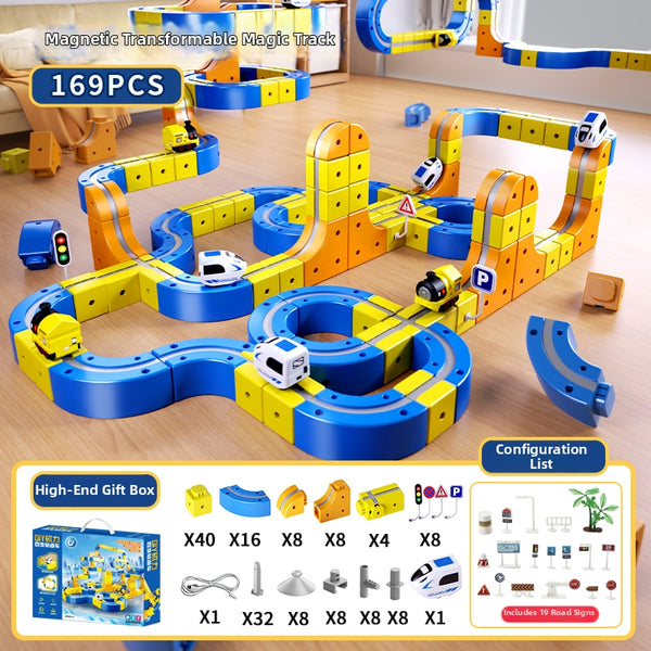 169 PCS building block track car