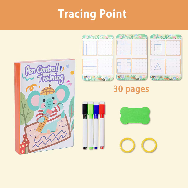 Set of 3 Reusable Tracing Copybook Set – Handwriting Practice Workbook for Kids