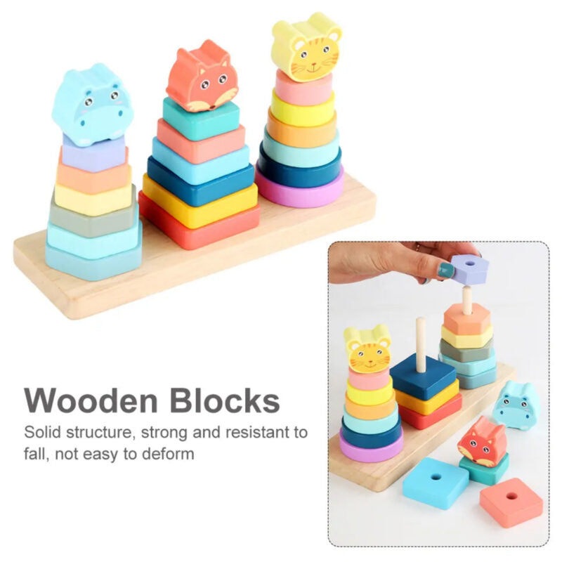 Wooden Shape Sorting Stacking Toy