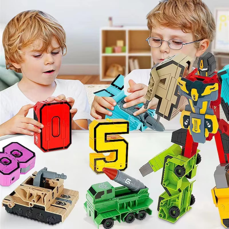 BIG SIZE Transforming Number Robot Set | Educational Number Robots That Transform into Vehicles & Giant Robots