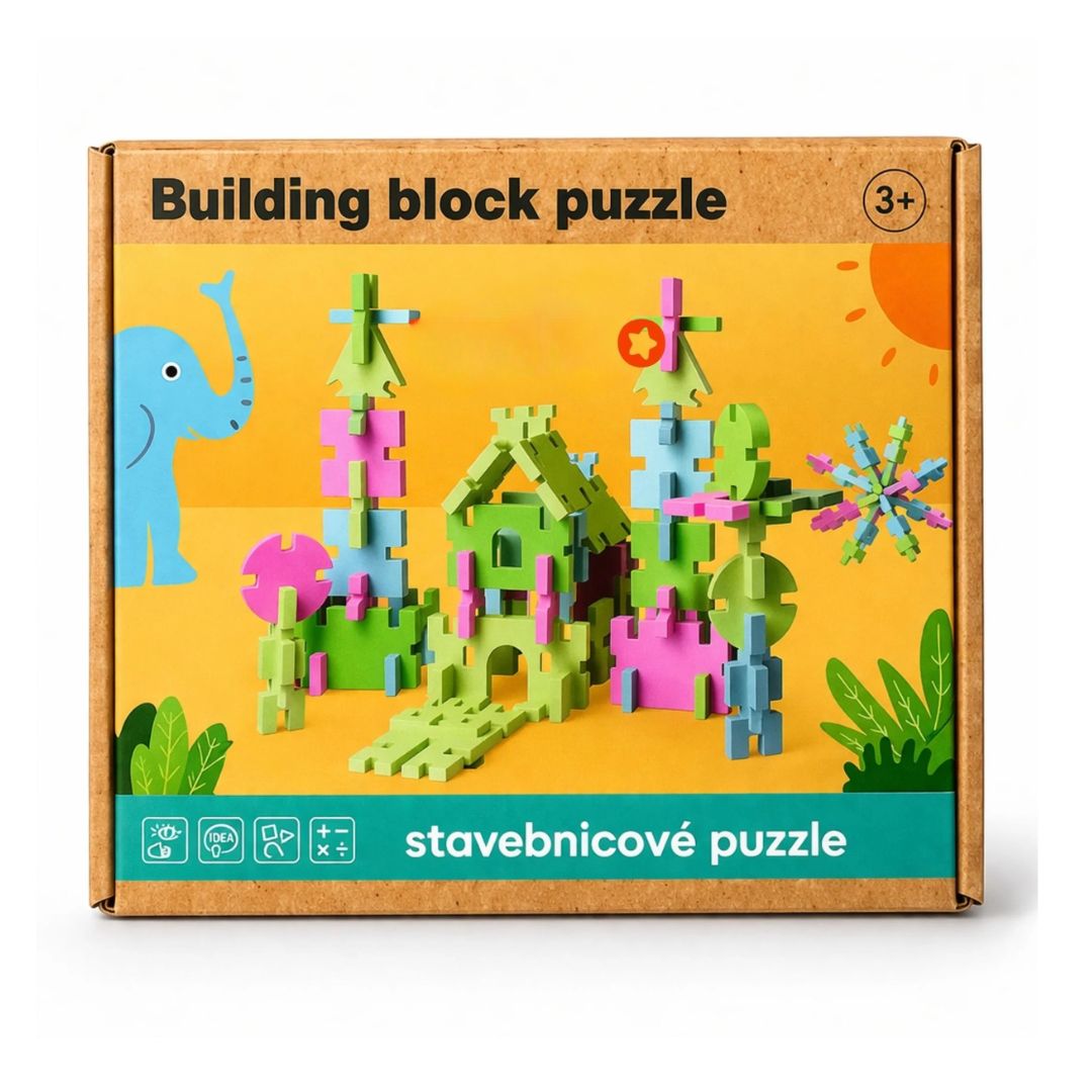 74 Pcs Wooden Pattern Blocks Set