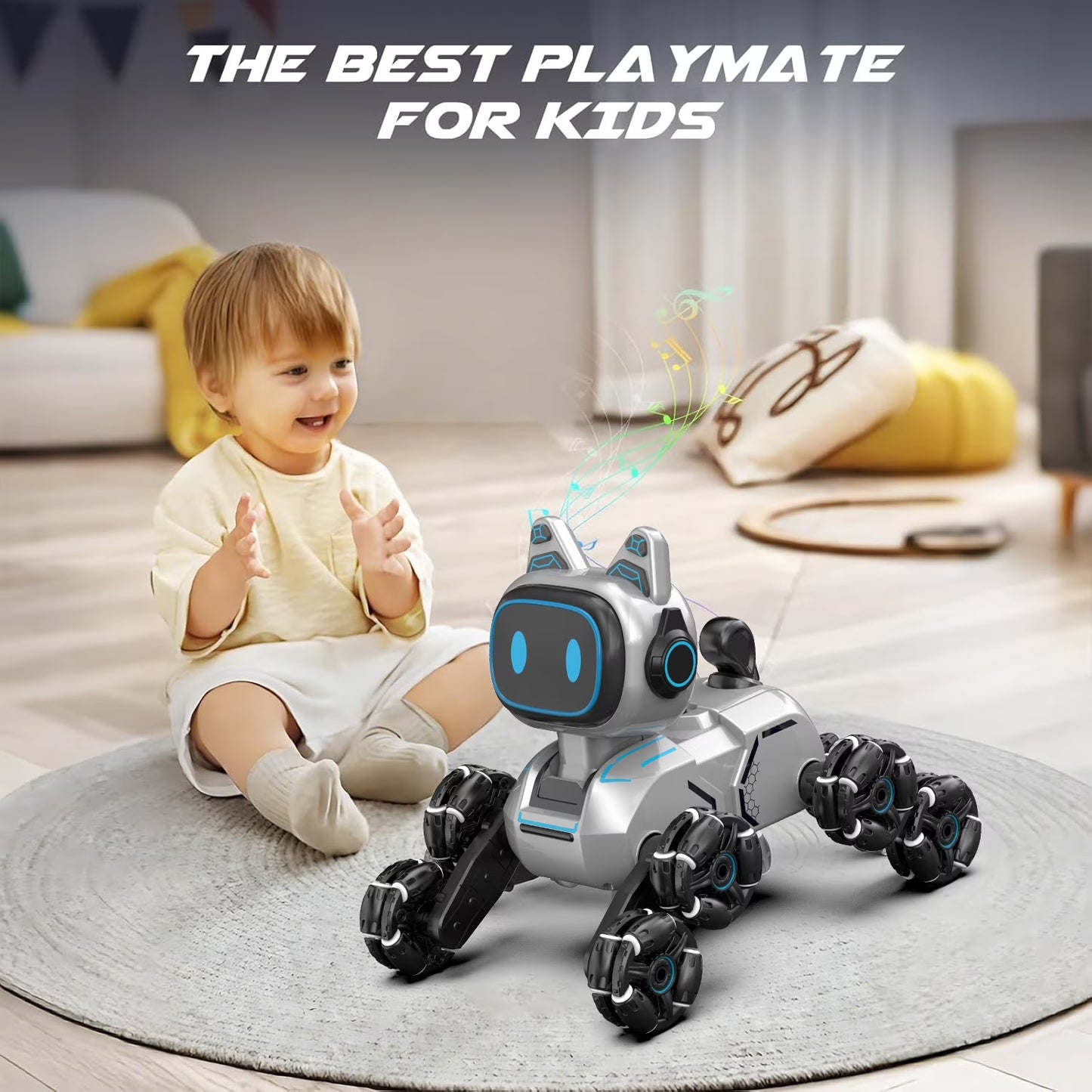 8WD Gesture Control Robot Dog – RC Stunt Car with Lights & Music