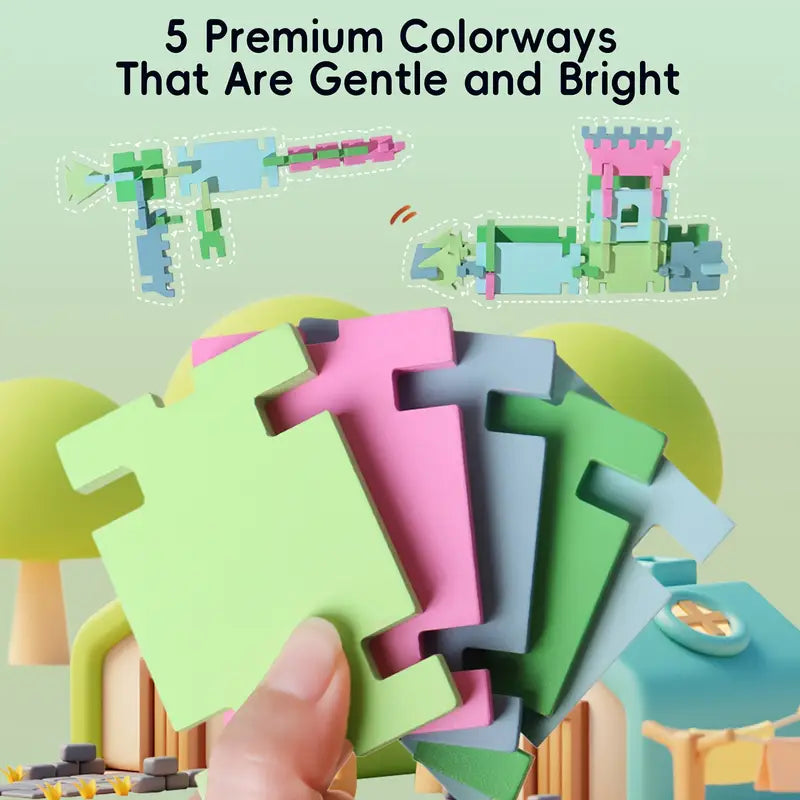 74 Pcs Wooden Pattern Blocks Set