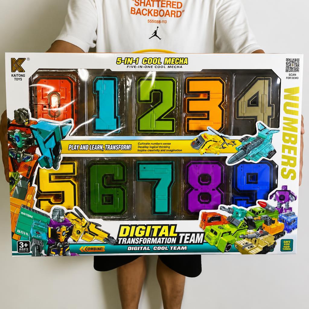 BIG SIZE Transforming Number Robot Set | Educational Number Robots That Transform into Vehicles & Giant Robots