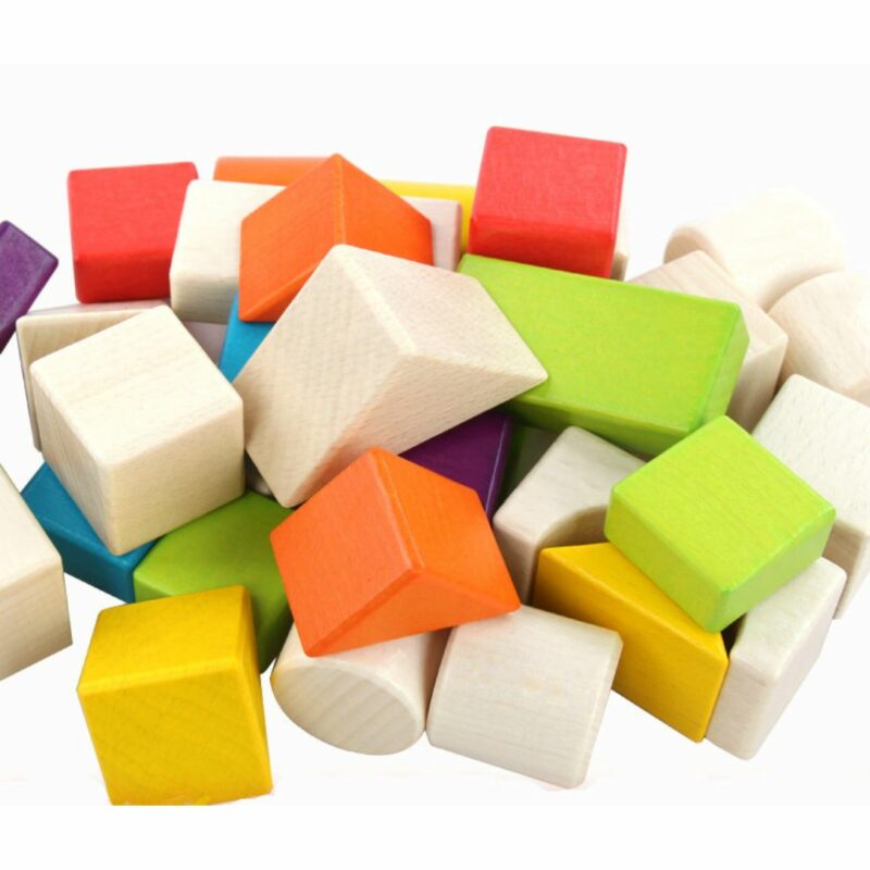 30 pcs color blocks wooden box